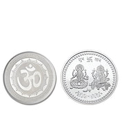 Close-up detailed view of sacred Goddess Lakshmi design on Pooja Coin