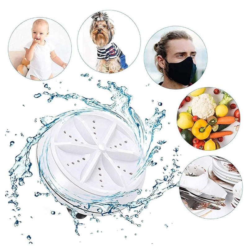 Compact USB mini washing machine on white background