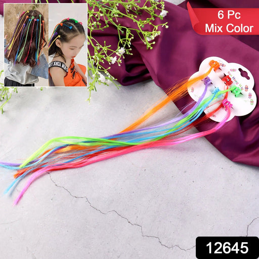 Kids hair extension braids clipped in hair showcasing vibrant colors