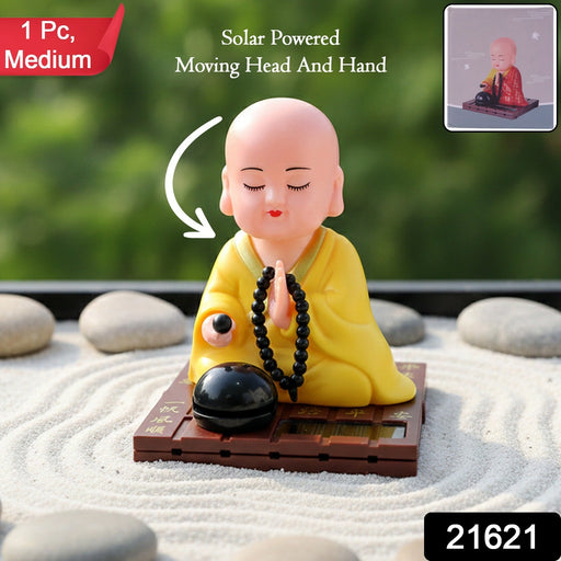 Handcrafted yellow monk Buddha statue for home decor