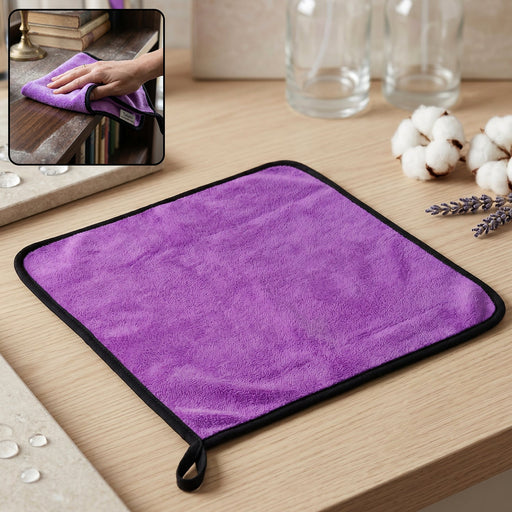 Purple microfiber cleaning cloth towel 40x40cm folded