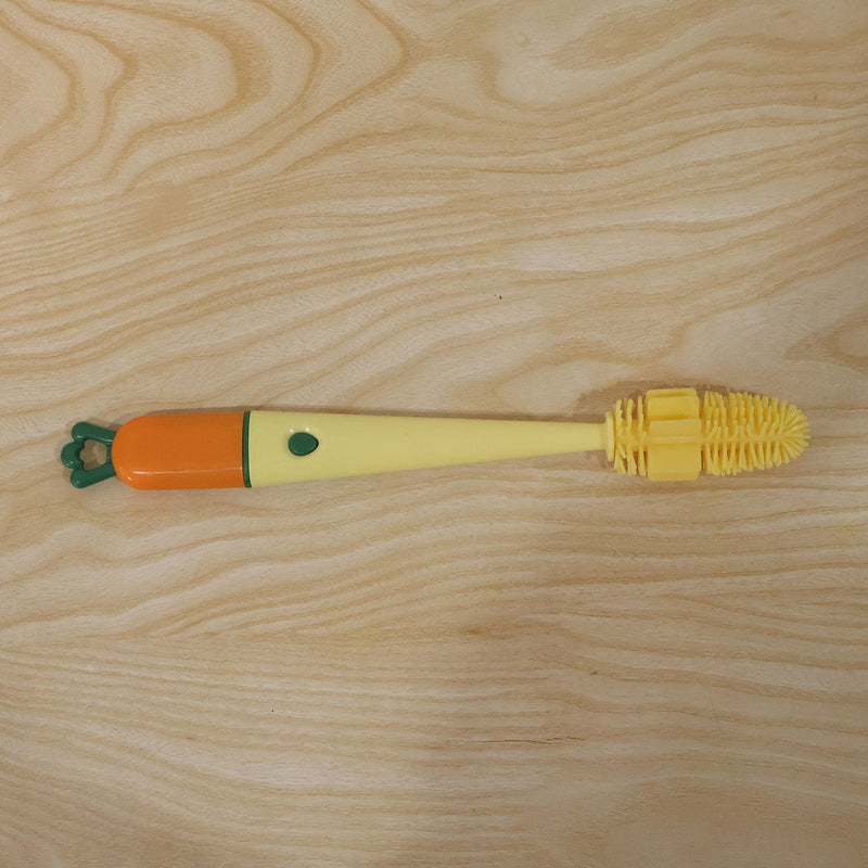 Daily use bottle cleaning brush with silicone bristles