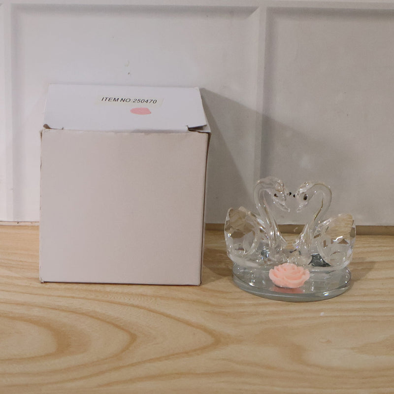 Packaged crystal swan showpiece ready for gifting