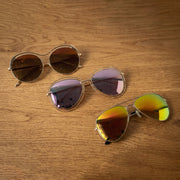 Close-up of metal frame fashionable sunglasses