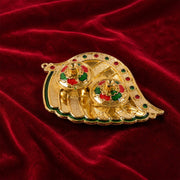 Design view of mango kankavati with jewel accents