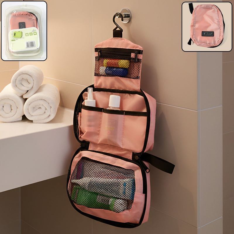 Durable hanging toiletry bag made from waterproof nylon fabric