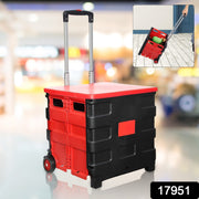 Woman effortlessly pulling the ClassiCarry foldable grocery cart, showcasing its portability.