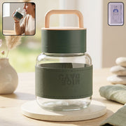 Glass bottle designed for office and travel hydration, with wide mouth