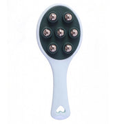 Portable blue-handled handheld body massager.