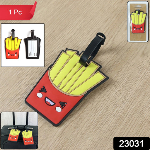 Cute travel bag tag with fun fries design for easy luggage recognition
