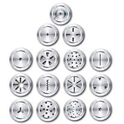 Close-up of the durable stainless steel kitchen press with various traditional snack jalis.