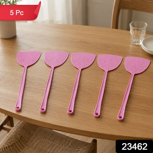 Pink manual fly swatter in pack of 5 for household use
