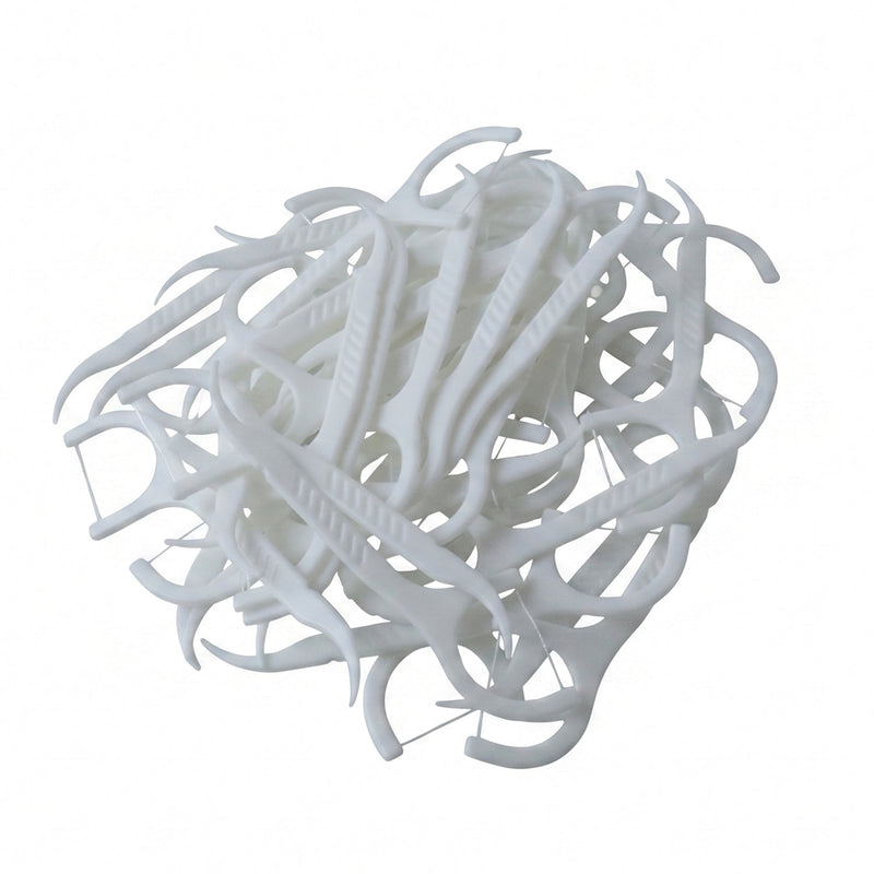 White 2-in-1 floss & toothpick sticks for daily oral hygiene