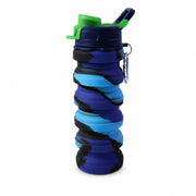 Size guide for collapsible silicone water bottle suitable for travel and gym