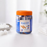 First aid adhesive bandages in use on skin