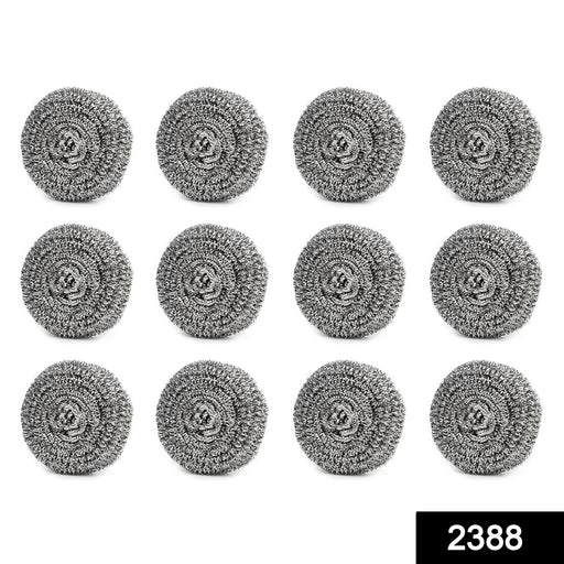 Close-up of a single stainless steel scrubber ball, showcasing its durable wire mesh.