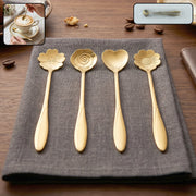 Mini golden serving spoon set 4pcs with stainless steel finish