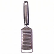 Slim stainless steel cheese grater on white background