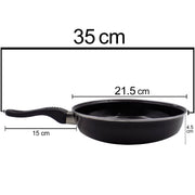 Close-up of the induction base of the nonstick fry pan.