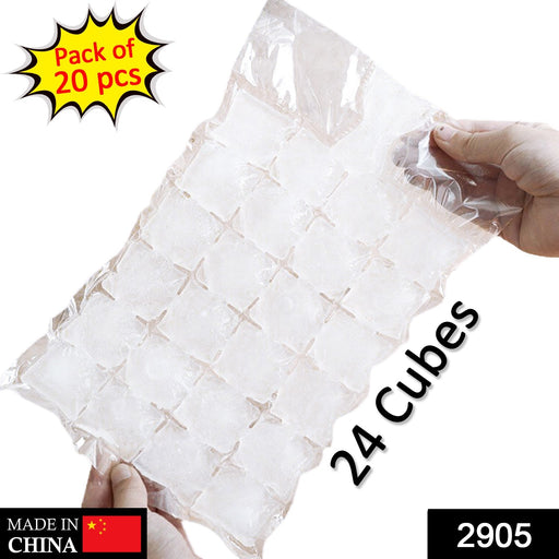 A single disposable ice cube bag sealed and ready for the freezer.