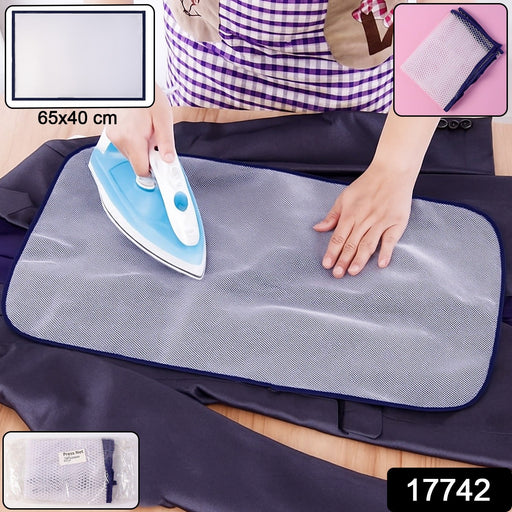 Close-up of transparent heat-resistant ironing mesh mesh fabric texture