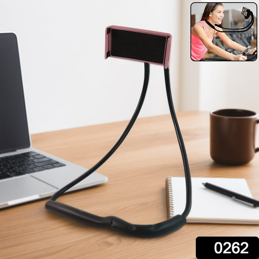 Flexible gooseneck phone holder used as desktop lazy stand for video calls