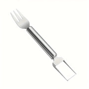 Detailed view of watermelon cutter and serving fork