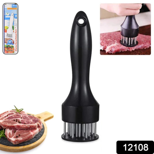 Ergonomic meat tenderizer tool designed for comfortable grip and efficient use.