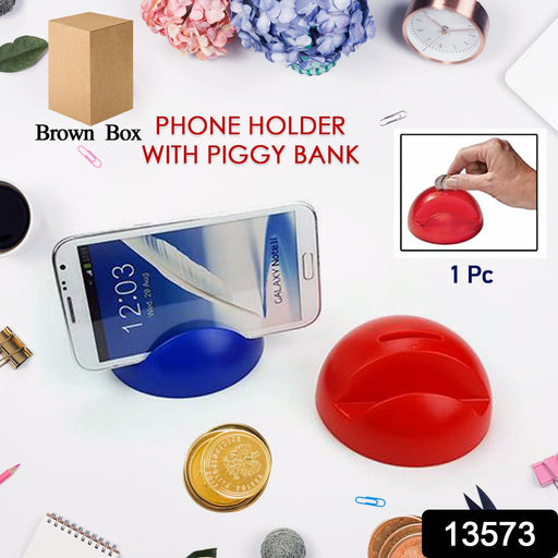 Side view of the versatile ABS plastic phone stand and money bank.