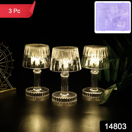 Decorative battery operated LED mini table lamps arranged for elegant party decoration