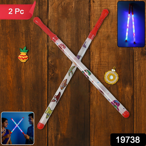 Close-up of battery-operated LED light on dandiya stick