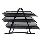 Metal file organizer rack with three compartments