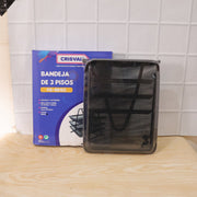 Overview of 3-tier metal desk organizer rack
