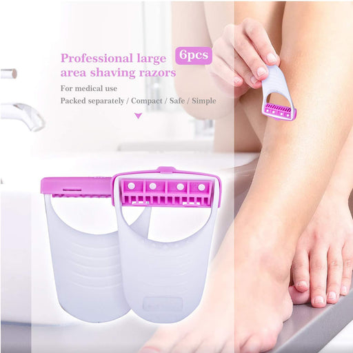 Pack of 6 disposable body razors for women with sterile individual packaging