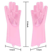 0714A Reusable Silicone Cleaning Brush Scrubber Gloves (Multicolor) 
