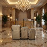 Opened soft side trolley luggage showing roomy compartments for organized packing