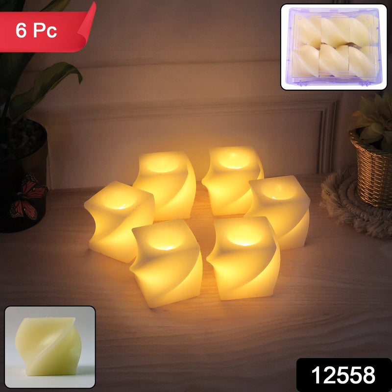 Close-up of a single Square LED Flameless Candle showing realistic flicker