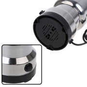 Side view of the ChefAura mini stainless steel grinder, showcasing its compact design.
