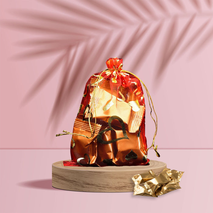 Net Fabric Drawstring Pouch for Dry Fruits Packing, Organza Shagun Potli Baba, Wedding Party Favor Gift Bags (Mix Size)