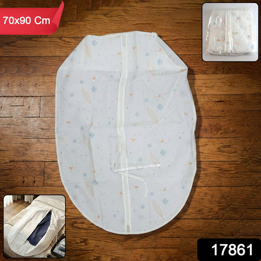 Breathable non-woven garment cover folded and displayed for wardrobe use