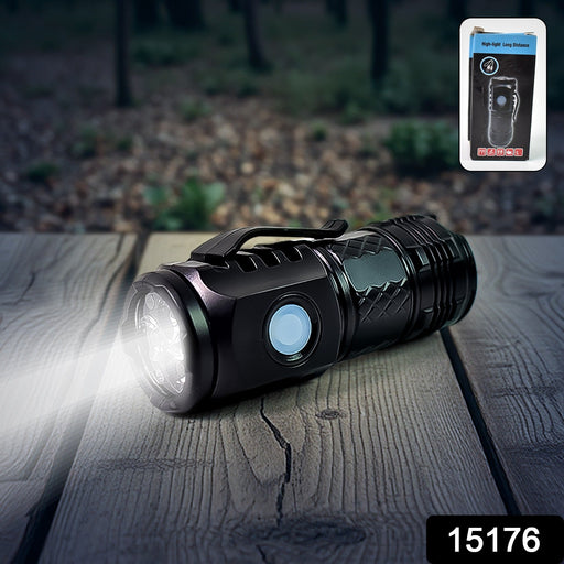 Ergonomic handheld rechargeable LED torch, ideal for outdoor adventures.