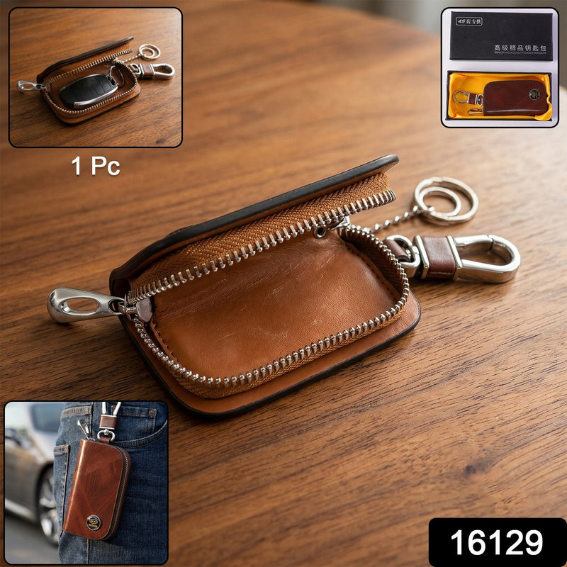 Car key case pouch with zip and clip for easy carrying