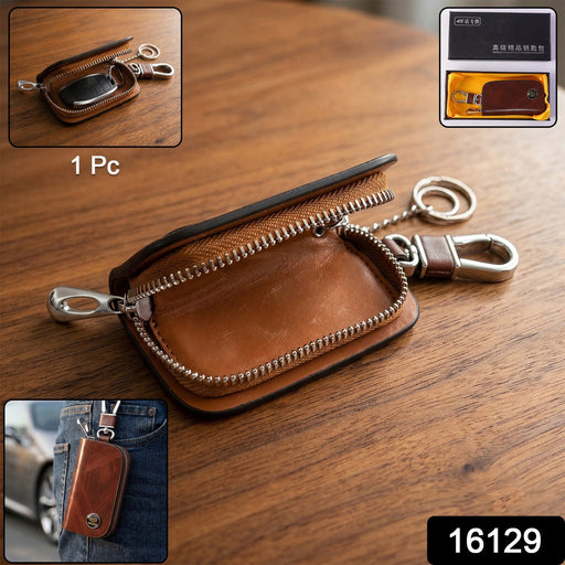 Car key case pouch with zip and clip for easy carrying
