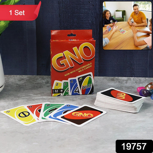 Close-up of GNO playing card game with special action cards visible