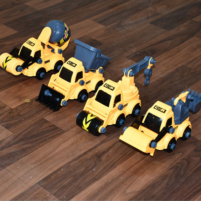Engineering vehicles Nut Assembly Vehicle Toy, DIY Nut Assembly Vehicle Model Toy Highly Simulation Children Kids Car Model Toy Set (4 Pc Set)