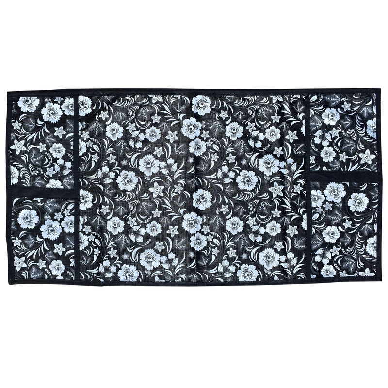 Top view of a microwave cover showcasing its functional design and fabric texture.
