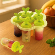 BPA-free plastic 6-cavity ice candy maker with sticks.