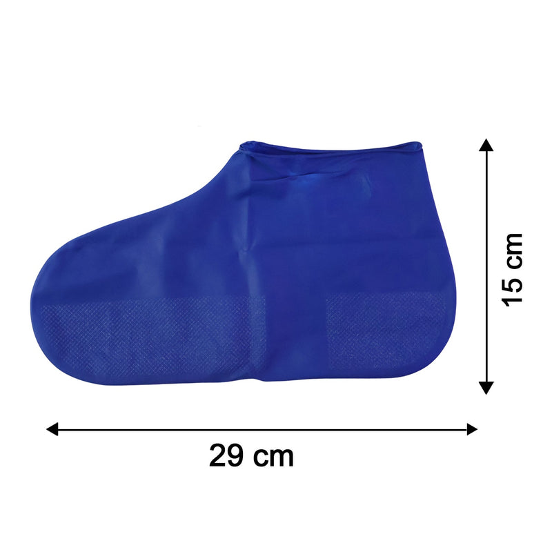 Silicone shoe cover with anti-slip textured sole on wet surface