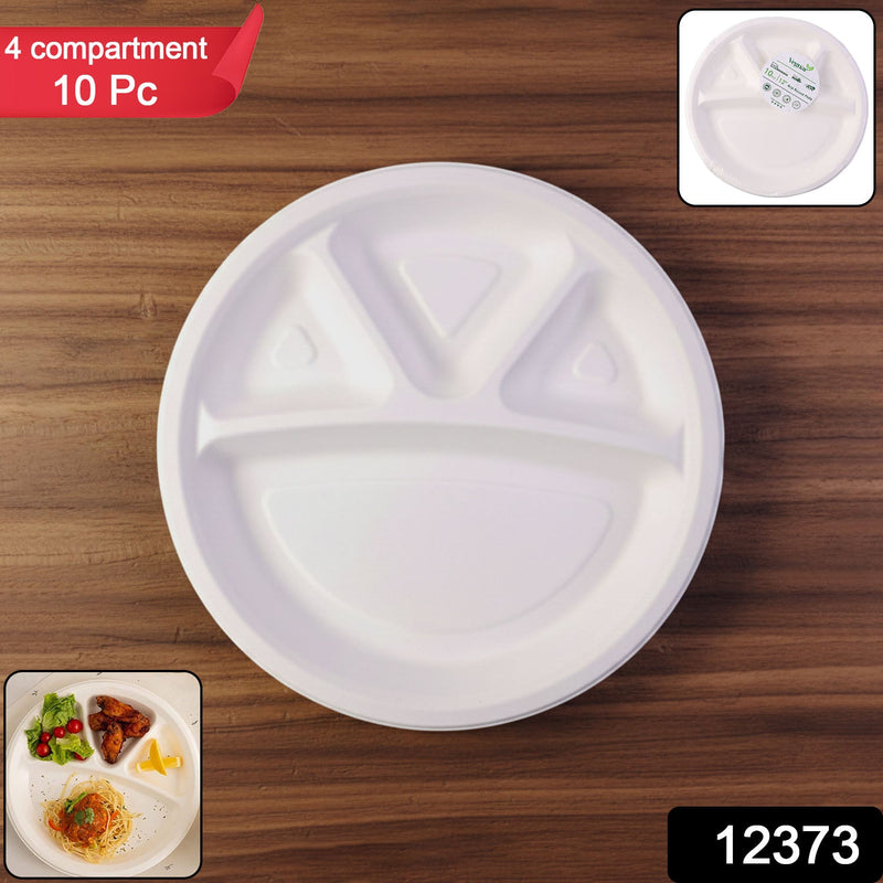 Set of 4 compartment disposable serving plates for parties and events