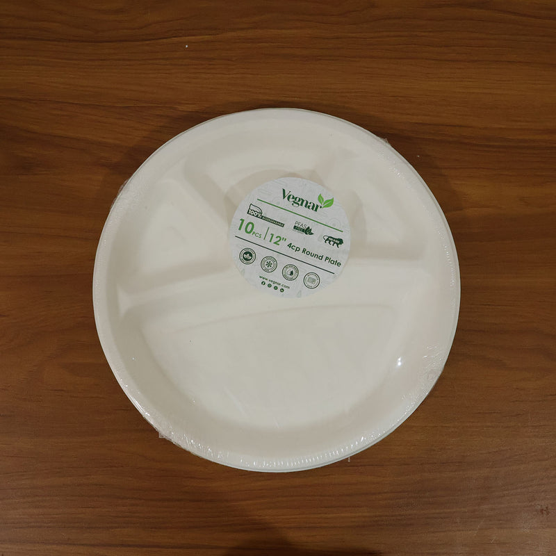 Usage scenario of 4 compartment disposable plate in party setting